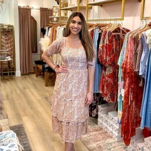 Boho Paisley Midi Dress Tiered